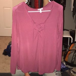 long sleeve lace up shirt